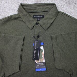Banana Republic Polo Shirt NWT Mens Large Green Luxe Touch Performance S/S